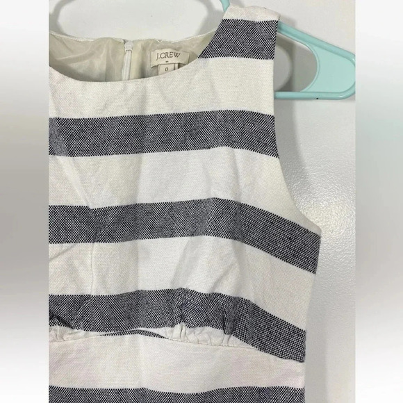 J Crew Stripe Basket Weave Dress-Linen Size 0 Original Price $158 - Picture 3 of 7
